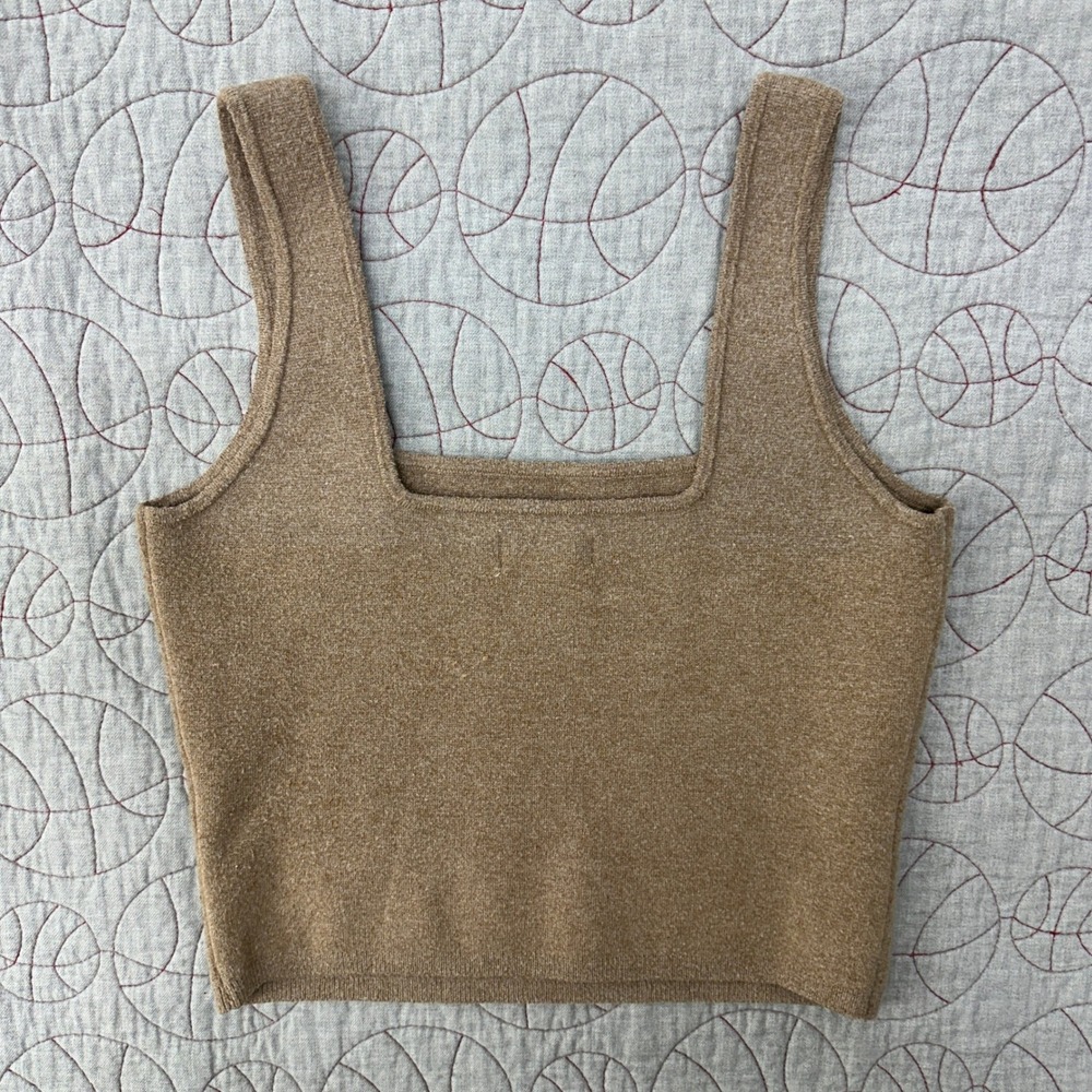 Abercrombie & Fitch Tank Top Brown Square Neck Sweater Knit / Womens Large - Picture 2 of 6
